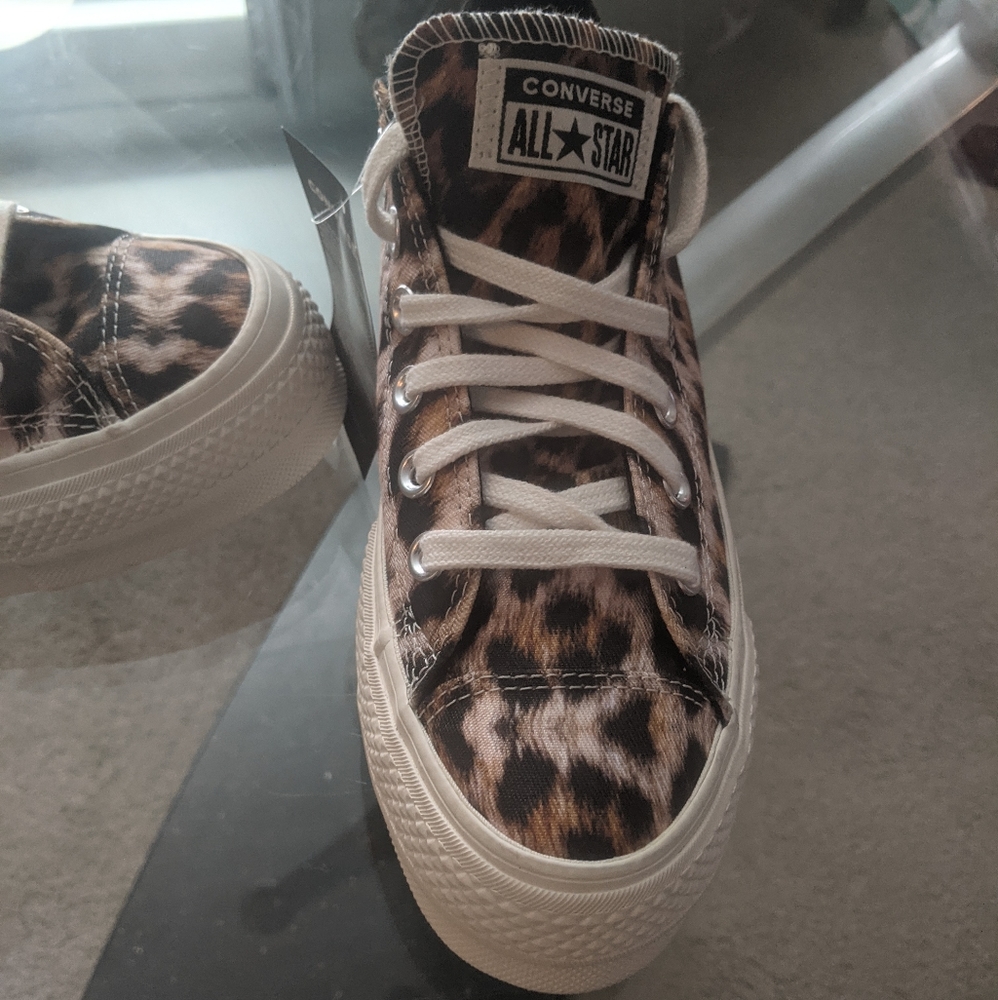 Converse All Star Leopard Print Low Top Sneakers - Brown/Black